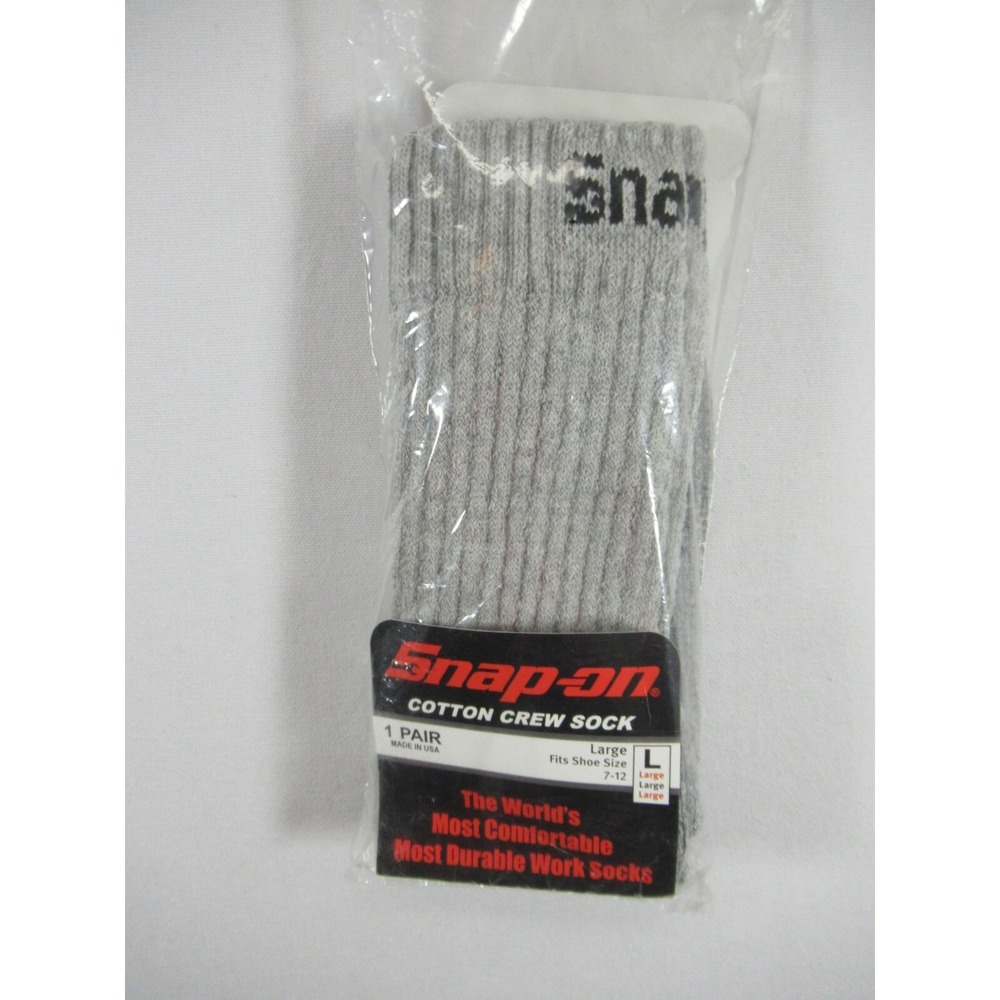 Snap On Cotton Blend Crew Socks Men Size Large 7-12 Gray